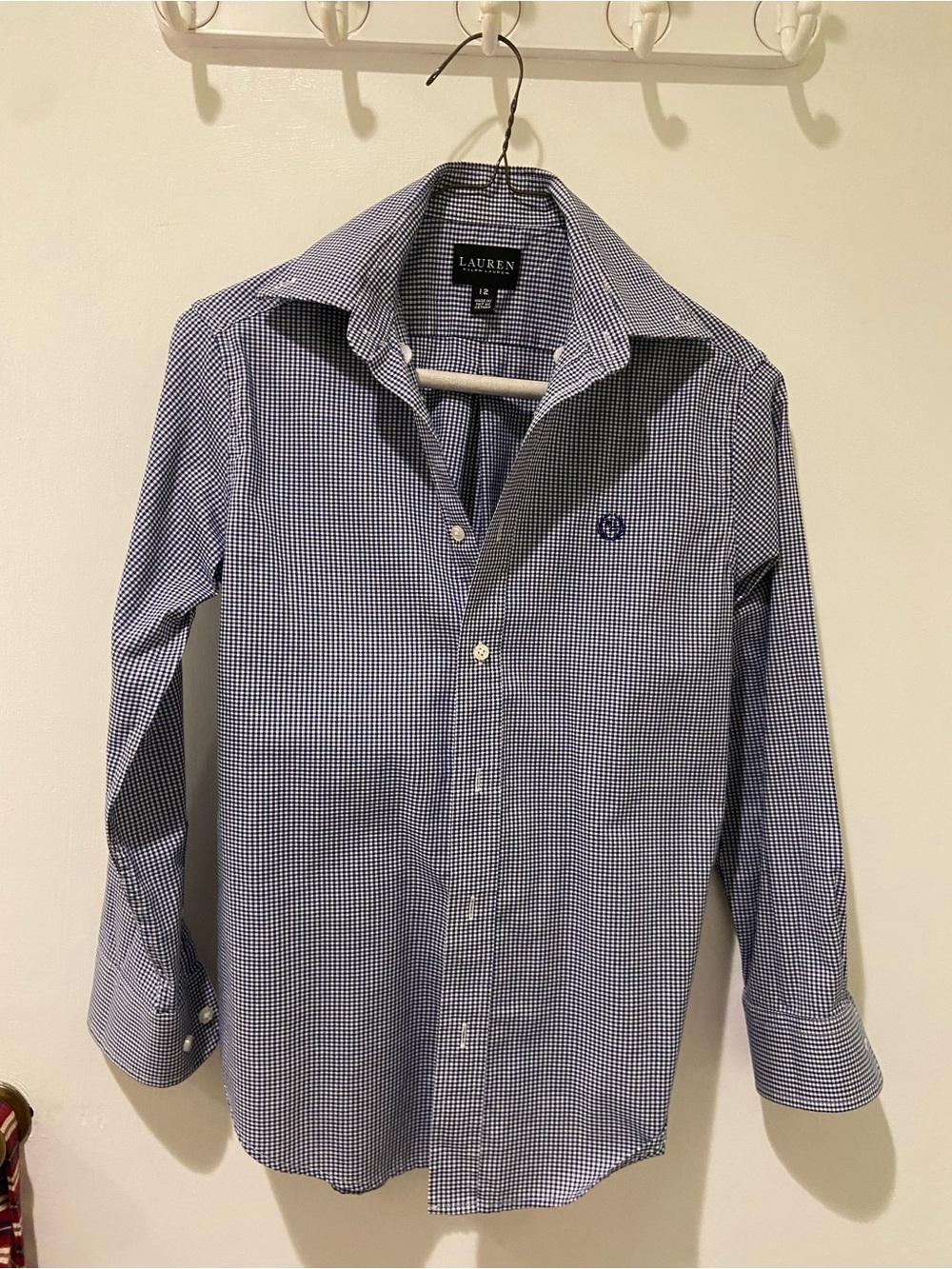 Ralph Lauren Blue and White Gingham Button-Down Shirt